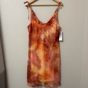 La Belle (9/10) NWT yellow/ red/orange tie dye mini sleeveless tank dress